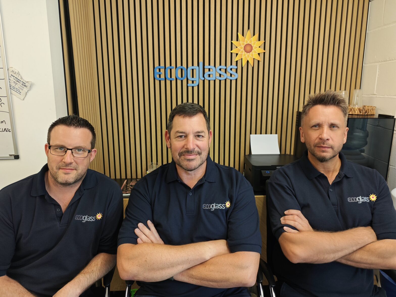 Ecoglass internal promotions Left to right: Mathew Collins, James Bishop and Craig Hopper
