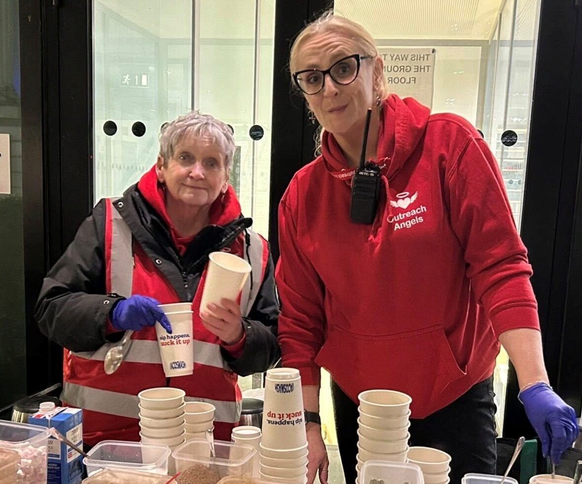 Kirsty Fortnam during her volunteering work with Outreach Angels