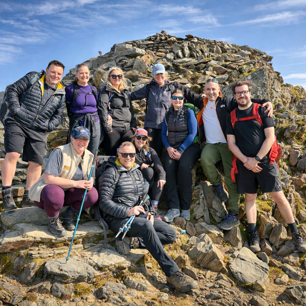 The PiGs Machu PiGchu team at the top of Snowdon